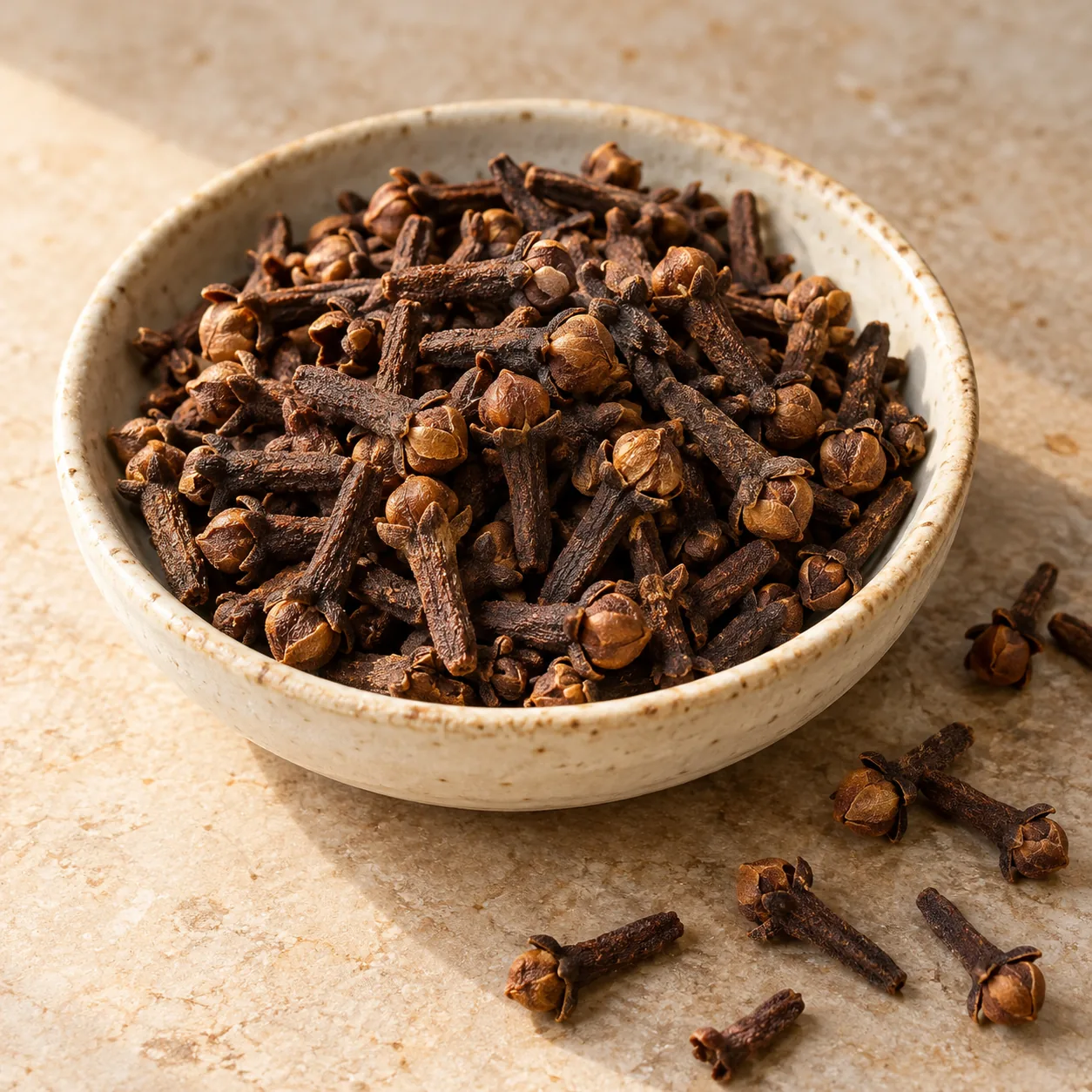 Cloves (Laung) in a ceramic bowl — temporary generated photo