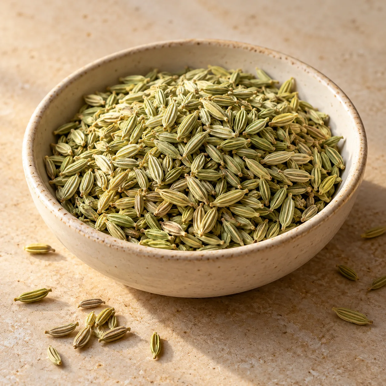 Fennel Seeds in a ceramic bowl — temporary generated photo