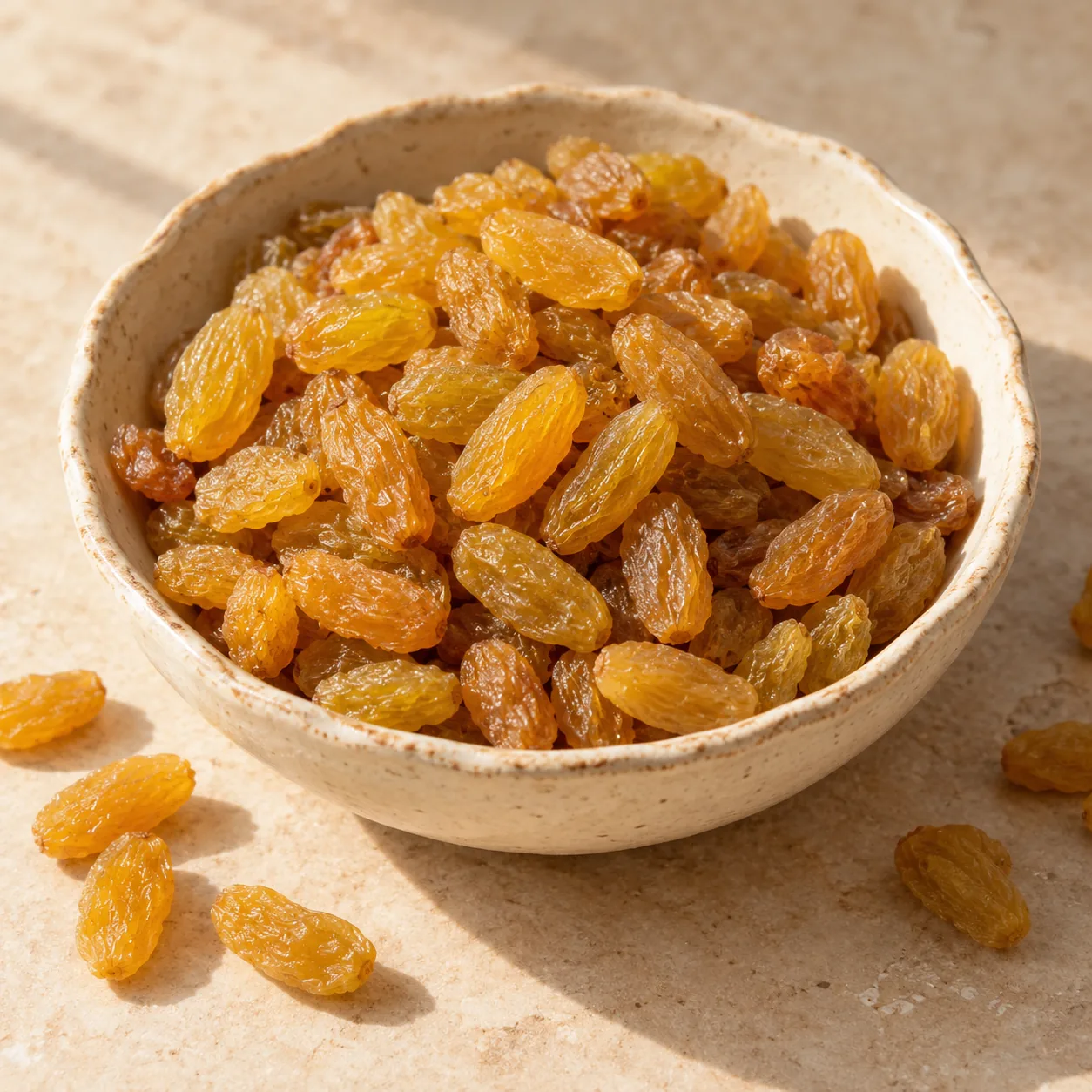 Raisins in a ceramic bowl — temporary generated photo